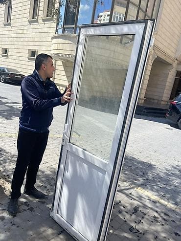 panel setka: PVC şüşəli qapı - Material: Ağ rəngli PVC profil, üst hissəsi şəffaf — 5