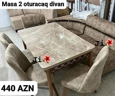 Divan və masa dəstləri: Turkiye istehsali. ✅Metbex masa desti Masa 2 oturacaq+divan Masa — 3