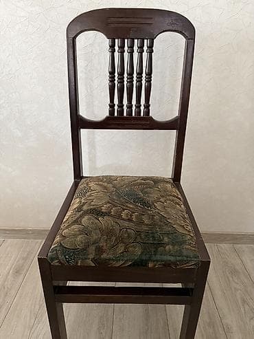 Mebel: Taxta stul - Material: bərk ağac gövdə, tünd qəhvəyi rəngdə laklanmış — 3