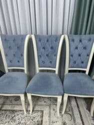 gozel tort şekilleri: Klassik üslubda yumşaq oturacaqlı stol-stullar - Ağ rəngli, oyma — 1