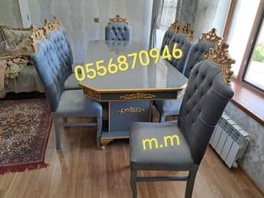 oturacaq dəstləri: Qonaq otağı üçün, Yeni, Dördbucaq masa, 6 stul — 4