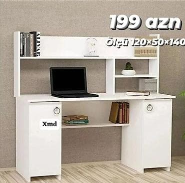 tablo şekil: Ağ rəngli funksional iş/oxu masası - Ölçü: 120 × 50 × 140 sm (şəkildə — 1