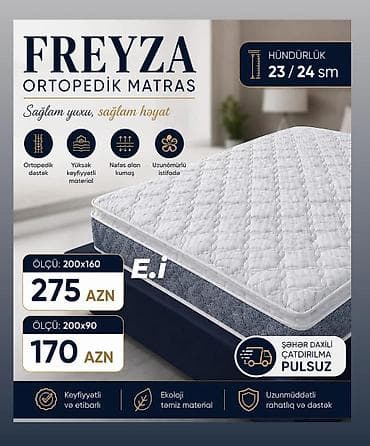 FREYZA ortopedik matras - Hündürlük: 23–24 sm - Ölçülər və qiymətlər lalafo.az -da FREYZA ortopedik matras - Hündürlük: 23–24 sm - Ölçülər və qiymətlər