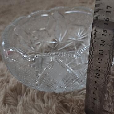 dekor qab: Xrustal meyvə qabı - Material: qalın xrustal - Dizayn: klassik oyma - — 3