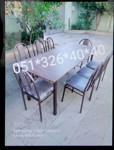 Masa və oturacaq dəstləri: Qonaq otağı üçün, Yeni, Dördbucaq masa, 6 stul — 27