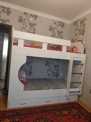 двухъярусные кровати в рассрочку: Для девочки и мальчика, Кровать, С выдвижными ящиками, Ламинат — 1