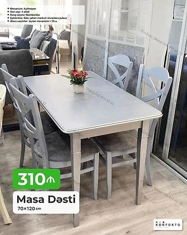 kohnə stul: Masa Dəsti – 70×120 sm - Komplekt: 1 masa + 4 ədəd stul - Mexanizm — 1