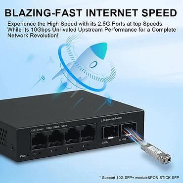 2.5G + 10G Fiber Ethernet Switch Yüksək sürətli şəbəkə üçün kompakt
