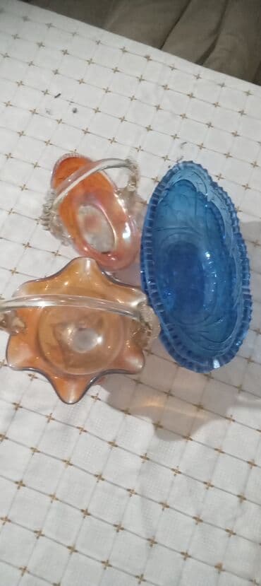 Çaydanlar və qəhvədanlar: Şüşə qab dəsti - 4 ədəd dekorativ şüşə qab - 2 ədəd saplı, armudu — 2