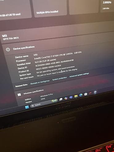 Apple MacBook: MSI GF75 Thin 9RCX oyun noutbuku - Prosessor: Intel Core i7‑9750H (6 — 3