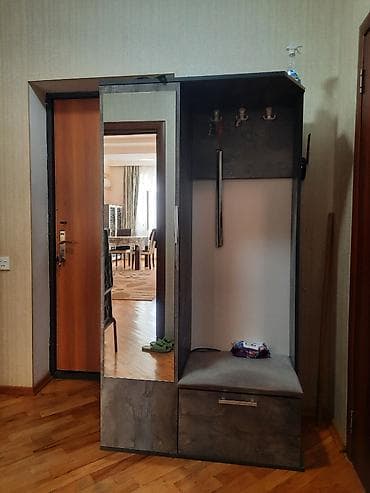 dehliz şkafi: İşlənmiş, 1 qapı, Güzgülü, Boz, Digər material, Açılan, Düz dolab — 4