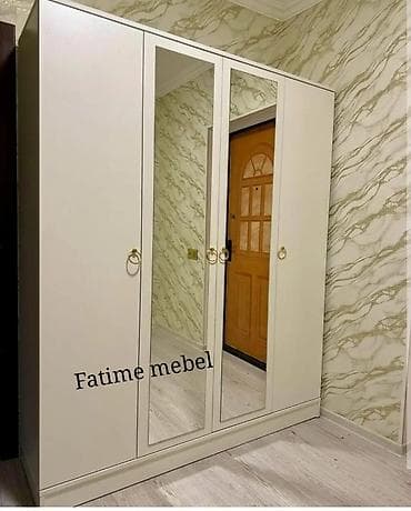 ucuz şkaf: 3 qapılı, Güzgülü, Bej, Açılan, Düz dolab — 5