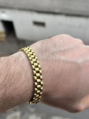 klac cantalar: Qızılı rəng metal kişi bilərziyi – “jubilee” tipli enli halqalar - — 1