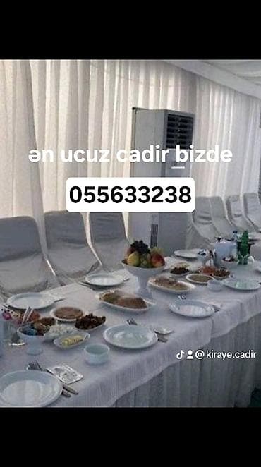 Vip ve sadederi cadırların qurulması.  Sifarise uyğun ehsan süfresinin