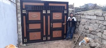 жер тошок: Железо Дворовые ворота, Распашные, 3 м, Механические, С дверью, цвет - Голубой, Нет кредита, Платная установка, Платная доставка — 46