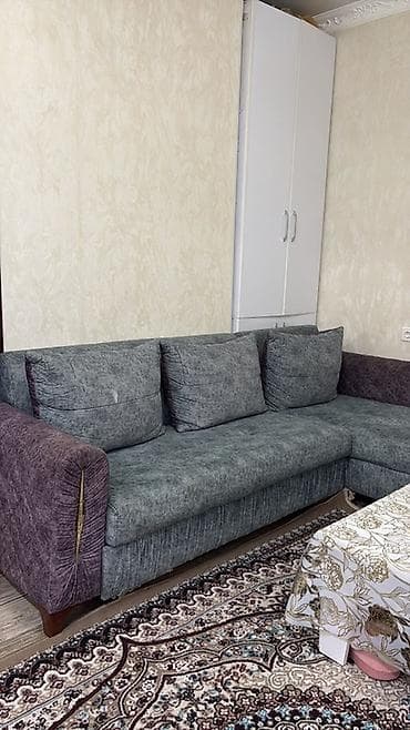 divan satisi: TƏCİLİ SATILIRL‑şəkilli yumşaq künc divan - Rəng: boz-yaşıl oturacaq — 5