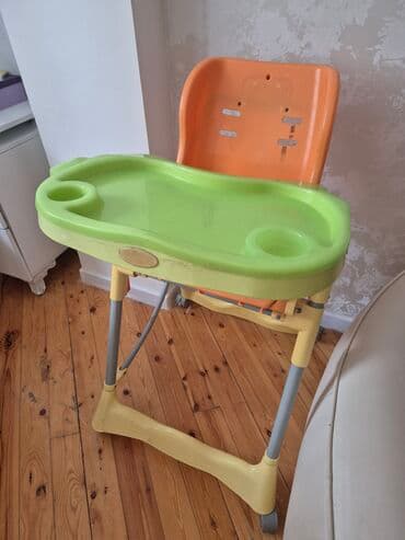 friso vom 800 qr qiymeti: Uşaq yemək kreslosu - Rəng: narıncı oturacaq, yaşıl stol üstü — 4