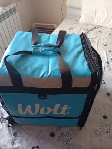 restoran avadanliq: Wolt termo çatdırılma çantası - Rəng: mavi, ön hissədə “Wolt” loqosu — 1