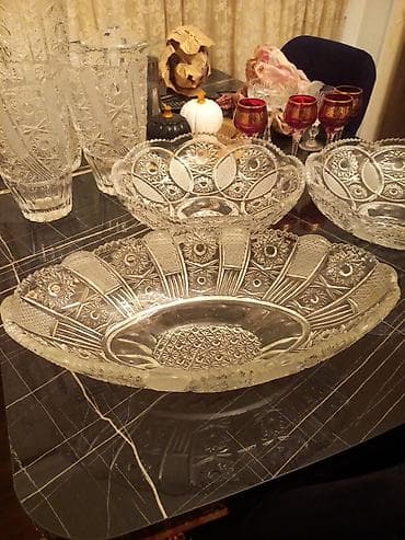 gul qablari: Kənaqlı kəsimli kristal servis dəsti - Material: ağır kristal şüşə - — 1