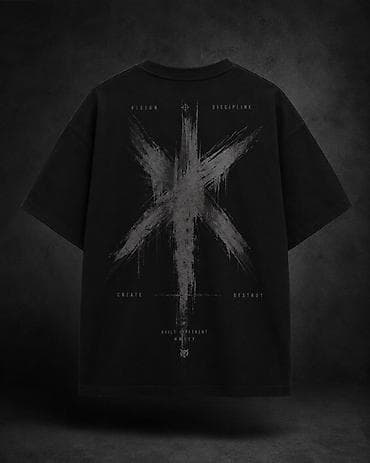 kisi salvari: Qara qrafik printli unisex T‑shirt - Rəng: qara - Kəsim — 1