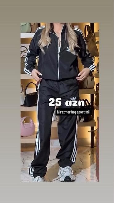 dsx forması: Qara rəngdə idman dəsti (üst və şalvar) - Üst: fermuarlı, ağ zolaqlı — 1