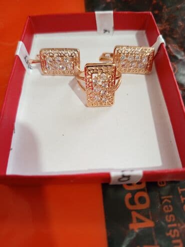 женские толстовки на молниями: Üzük və sırğalar - Metal: qızılı tonlu qirmizi rus qizili rengi - — 6