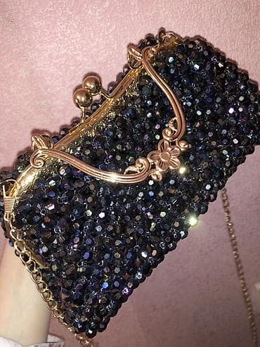 Handmade Qara kristal muncuqlarla işlənmiş zərif çanta - Material