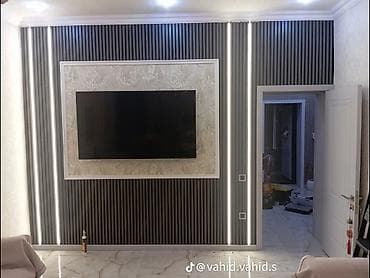 led işq: Dekorativ lamel panellər və LED işıqlı TV/divar kompozisiyası - — 1