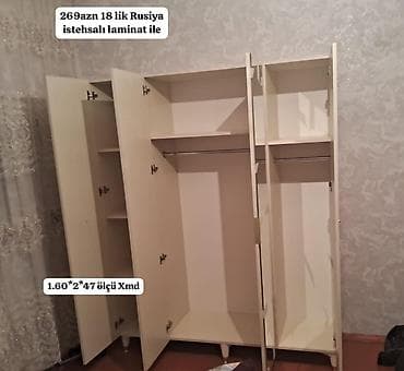 tek dolab: Açıq krem rəngdə paltar dolabı - Material: 18 mm qalınlığında Rusiya — 1