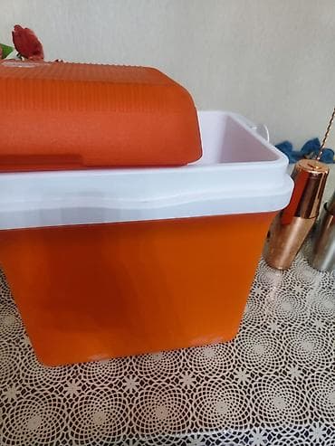 plastik butulkalar: Portativ izolyasiyalı soyuducu konteyner - Rəng: narıncı gövdə, ağ — 2