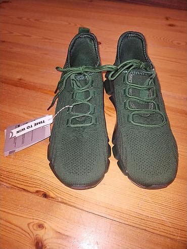 sport ayaqqabilar: Yaşıl rəngli idman ayaqqabısı - Model: Şnürlü, neylon/trikotaj üst — 2