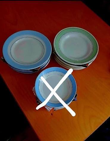 dest: Boşqablar, 6 ədədli dəst, rəng - Ağ, Keramika, SSRİ — 1