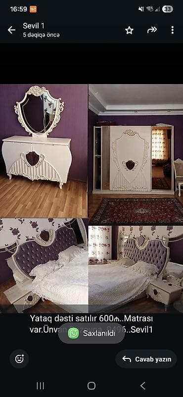 Yataq dəsti satılır 600₼. Matrası var.Ünvan Buzovna. 9496. Sevil1 — 1