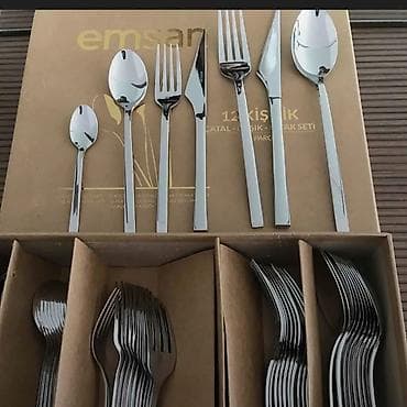 paslanmaz boru: Emsan 12 nəfərlik çatal-bıçaq qaşıq dəsti - Brend: Emsan - Komplekt — 1