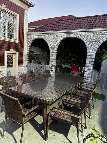 işlenmiş masa: Açıq hava üçün böyük masa və stul dəsti 10 neferlik yeni maldan — 3