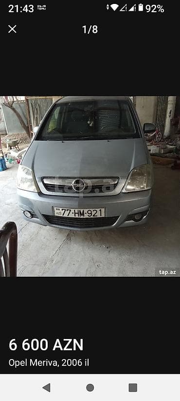 avtomobil satışları: Opel Meriva, 2006 il - Ban tipı: miniven/kompakt MPV - Rəng: boz - — 1