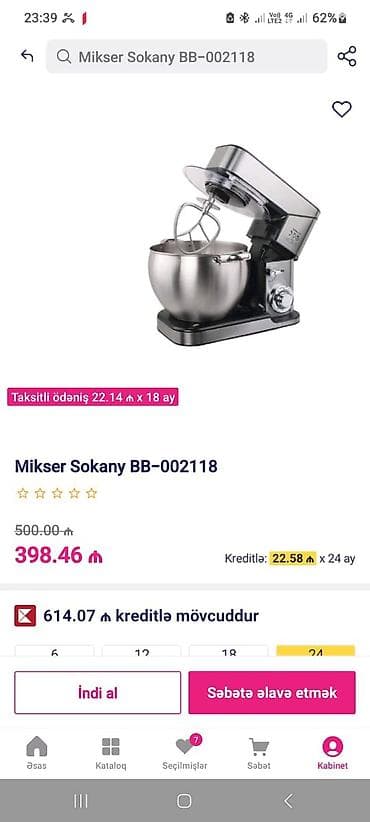 ariston 50 l: Az işlənmiş xəmir yoğuran aparatı satılır, 400 manata alınıb, 200 — 2