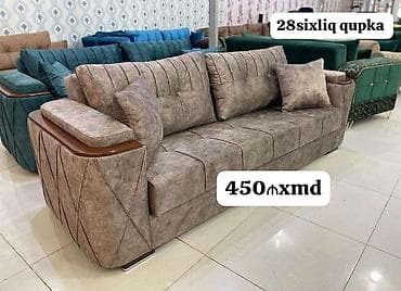 uglavoy divan: Tek divan – 450 AZN - Müasir dizayn: dərin kapitone tikişlər, qızılı — 8