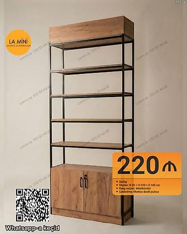 lalafo kitab refleri: Sənaye üslubunda stellaj-dolab kombinasiyası - Material: metalkarkas — 1