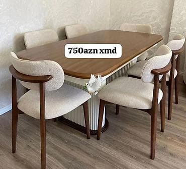 Masalar: Mətbəx üçün, Yeni, Dördbucaq masa, 6 stul — 1