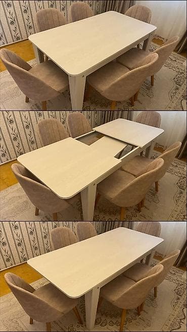 Qonaq otağı üçün, İşlənmiş, Açılan, Kvadrat masa, 6 stul — 1