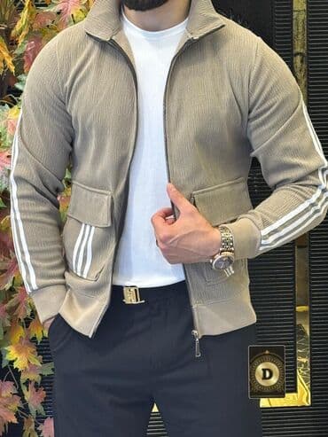 флисовые мужские спортивные костюмы: Kişi üçün gündəlik sport stil kurtka - Model: fermuarlı, dik yaxalı - — 4