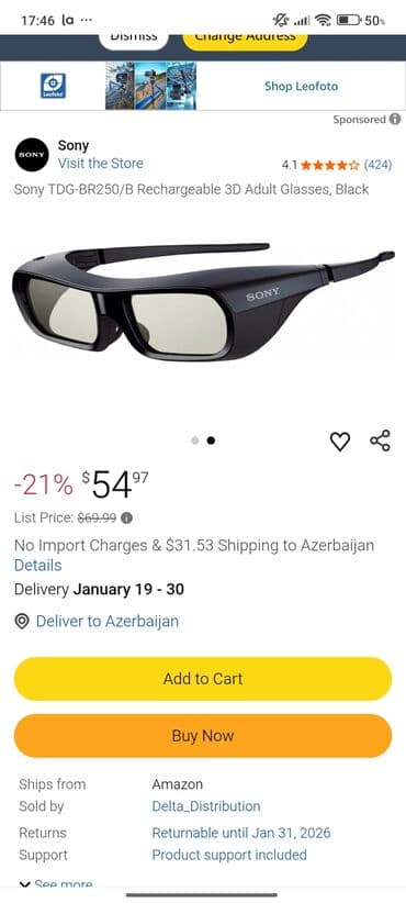 Məişət texnikası: Məhsul: Sony TDG-BR250 3D eynəklər hamsı orginaldır qutuları var biri — 4