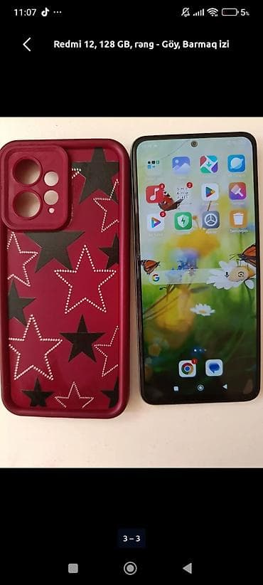 ucuz iphone telefonlar: Redmi 12, 128 GB, rəng - Göy, Barmaq izi — 3