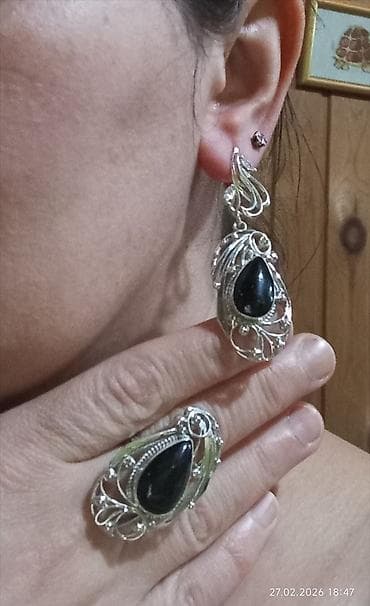 gumuş üzuk: Серебро 925 пробы. Камень натуральный Турмалин шерл звёздчатый! кольцо — 3