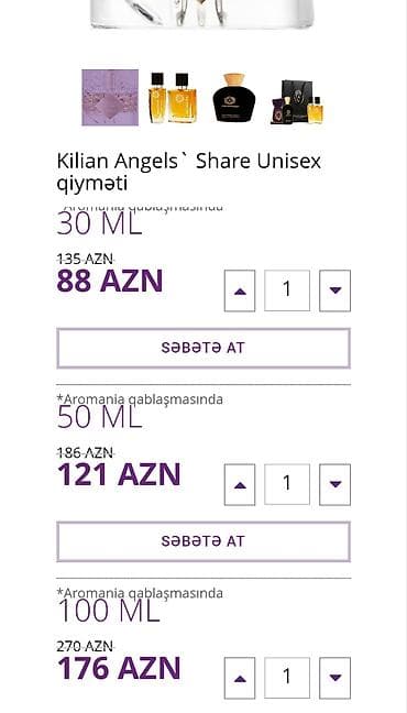 Şəxsi əşyalar: Məhsul: Kilian Angels’ Share – uniseks ətir (Aromania — 3