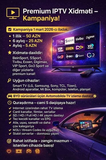 📺 *Premium IPTV Xidməti – Kampaniya!* *✅ Kampaniya 1 mart 2026-cı lalafo.az -da 📺 *Premium IPTV Xidməti – Kampaniya!* *✅ Kampaniya 1 mart 2026-cı