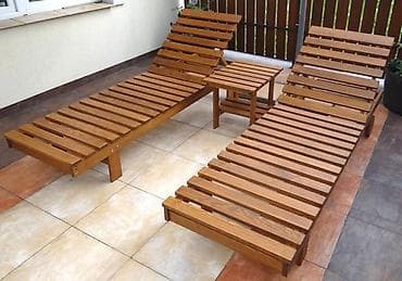 şifer işlenmiş: Taxta bağ/terrasa şezlonqu və yardımçı stol - Material: möhkəm təbii — 2