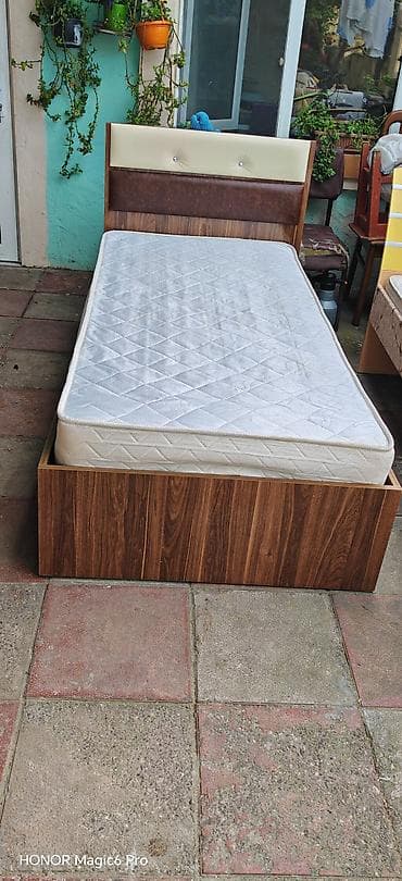 Təknəfərlik çarpayı, Bazalı, Matras ilə, Siyirməsiz