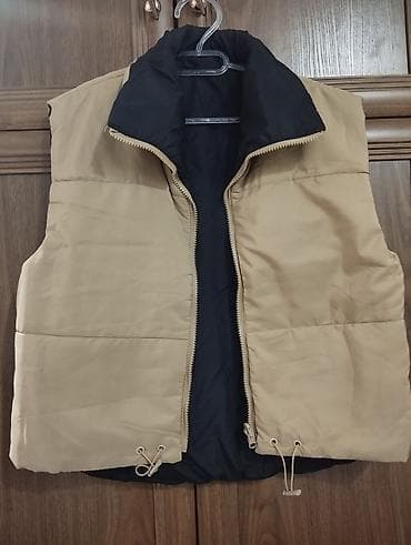 hamam xalat: Qadın üçün isti şişmə jilet - Rəng: bej (iç hissə tünd – qara) - Ön — 2